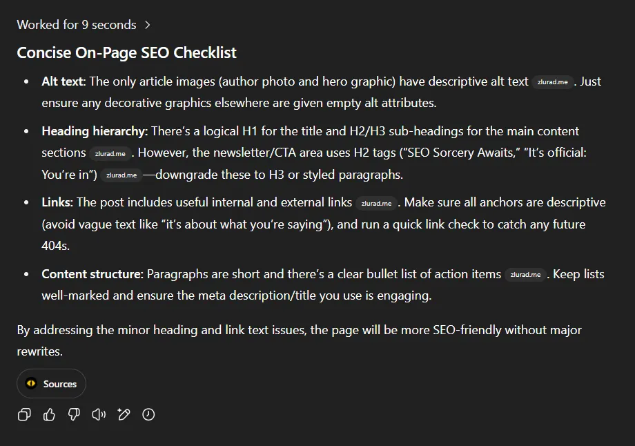 ChatGPT Agent On-Page SEO