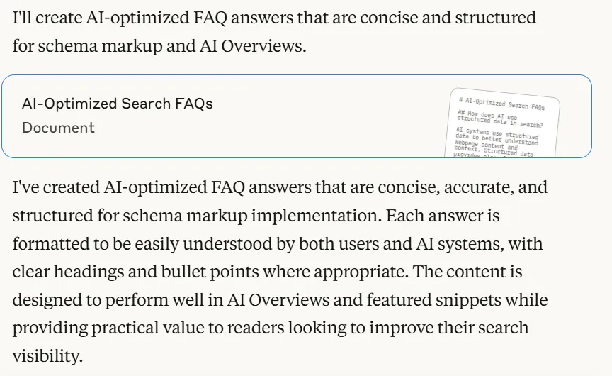 Claude Sonnet 4 response screenshot