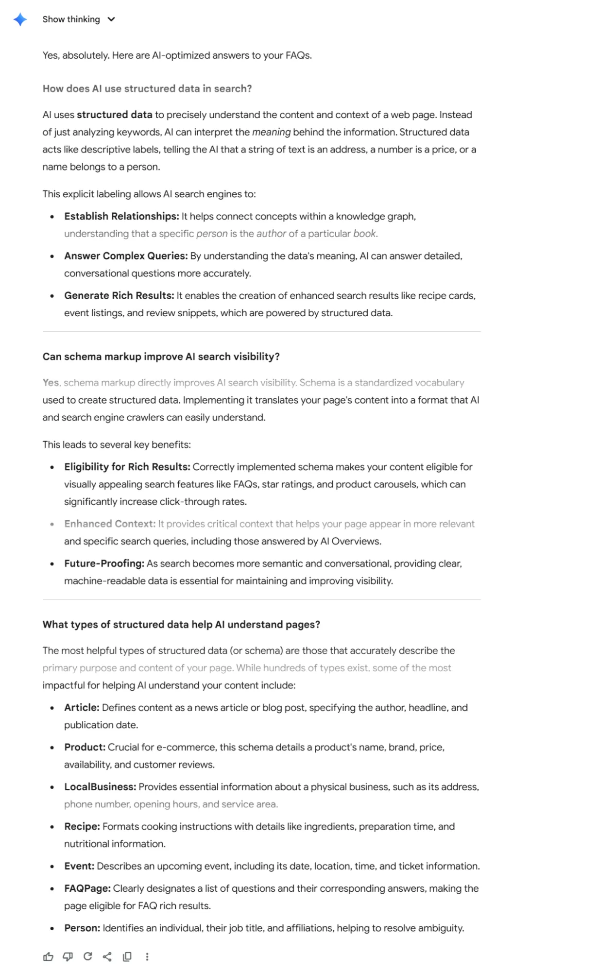 Gemini 2.5 Pro response screenshot