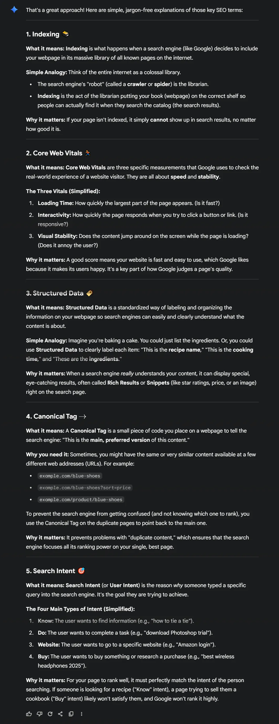 Gemini 2.5 Flash, simplified SEO definitions